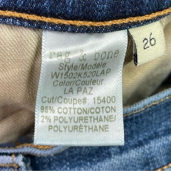 Rag & Bone Jeans Women's 26 Blue Skinny Low Rise Dark Denim Stretch Distressed - Picture 7 of 12